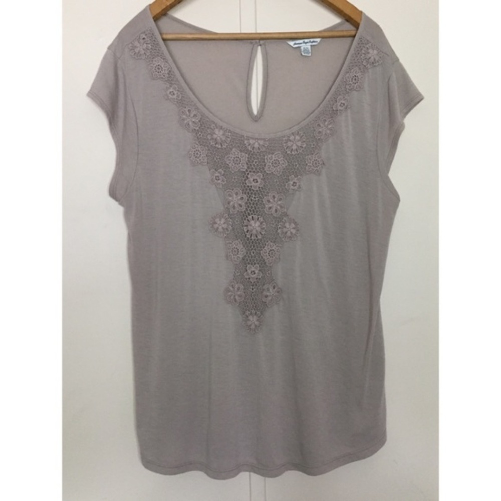 American Eagle Taupe Crochet Top